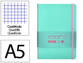 Antartik Cuaderno A5 Tapa Dura Hojas Cuadriculadas Rosa y Turquesa 100 Hojas 80gr FSC