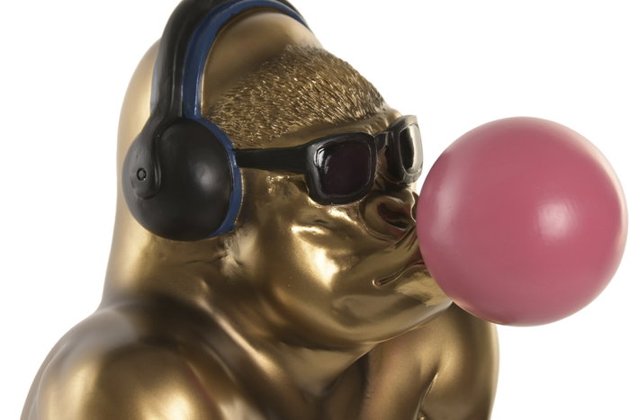DKD Home Decor Figura de Resina Gorila Chicle Bronce