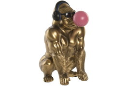 DKD Home Decor Figura de Resina Gorila Chicle Bronce