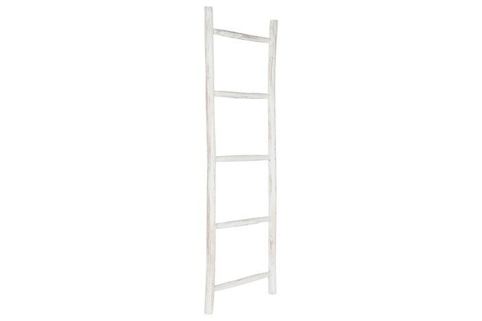 DKD Home Decor Formentera23 Toallero Escalera Mediterraneo Blanco Teca 5 x 150 x 49 cm