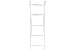 DKD Home Decor Formentera23 Toallero Escalera Mediterraneo Blanco Teca 5 x 150 x 49 cm