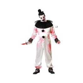 atosa Disfraz Payaso Macabro con Mono Blanco y Detalles Negros para Hombre