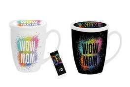 DKD Home Decor Mug Infusiones Porcelana MOM Surtido de 4 Unidades