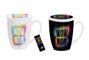 DKD Home Decor Mug Infusiones Porcelana MOM Surtido de 4 Unidades