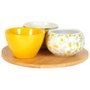 Bandeja Bambú Con 3 Bols Ceramic Home Deco Factory