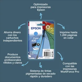 Epson Singlepack Cyan 406XL DURABrite Ultra Ink