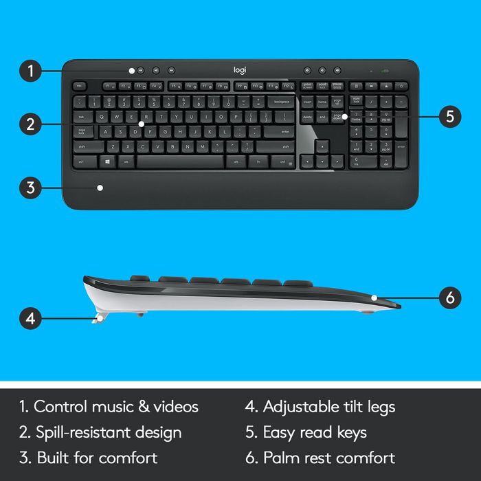 Logitech MK540 Advanced Conjunto de Teclado y Ratón Negro/Blanco