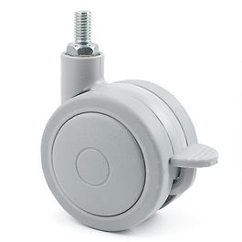 Q&Q Rueda Giratoria Rolom Aro Doble Ø60 con Freno Gris Banda Rodadura de Goma