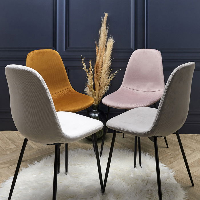 Home Deco Factory Silla Giulia Terciopelo Gris Claro