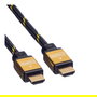 ROLINE Cable HDMI 11.04.5501 de Alta Velocidad con Ethernet, 1 Metro, Chapado en Oro, Conectores Macho Estándar, Negro