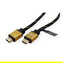 ROLINE Cable HDMI 11.04.5501 de Alta Velocidad con Ethernet, 1 Metro, Chapado en Oro, Conectores Macho Estándar, Negro