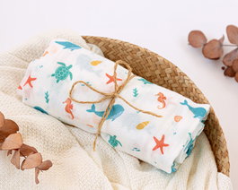 KioKids Muselina para Bebé 120x120 cm Estampado Marino - Bambú y Algodón, Suave, Termoclimática, Ecológica, Certificado Oeko-Tex Standard 100, +0 Meses