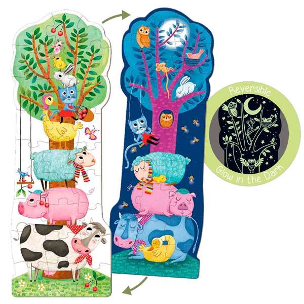 Goula Puzzle XXL Reversible Brilla en la Oscuridad 27 Piezas Gigantes Cartón Edad Recomendada 3 Años