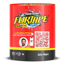 Fortape Cinta Parche Tapa Gotera Negro PVC Rollo 10 x 150 cm Resistente Agua