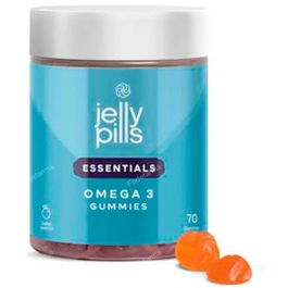 JELLY PILLS Gominolas Omega 3 con DHA 30 mg, BCAA 2:1:1 50 mg y Vitaminas B, Sabor Naranja, Veganas, Sin Gluten, Sin Lactosa, 70 Unidades