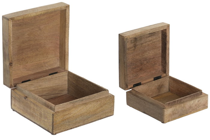 DKD Home Decor Set de 2 Cajas de Mango Lacado Blanco 18x17x8,5 cm Peces