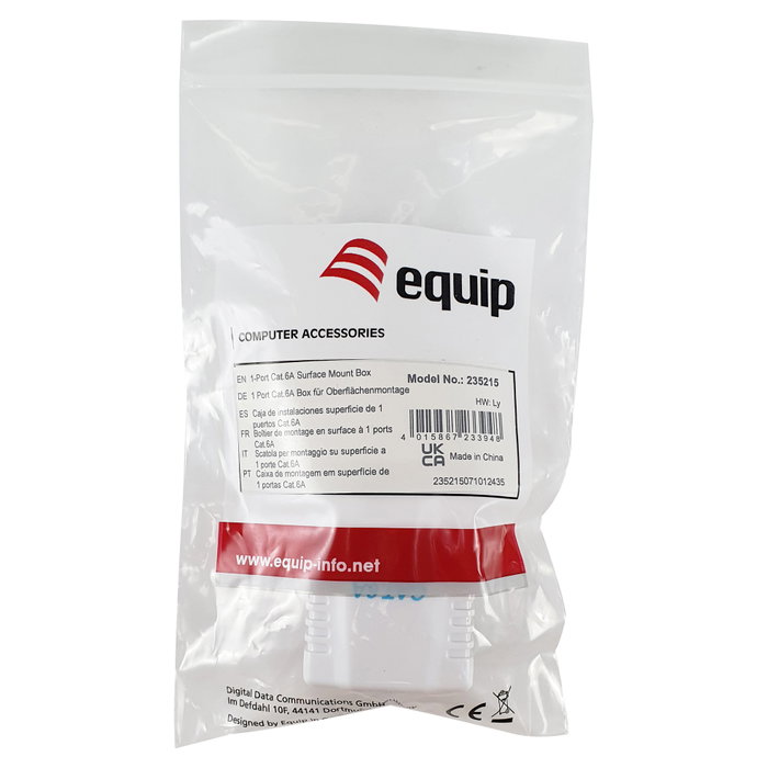 Equip Roseta de Superficie RJ45 Cat.6A UTP 1 Puerto Blanco Equip Roseta de Superficie RJ45 Cat.6A UTP 1 Puerto Blanco