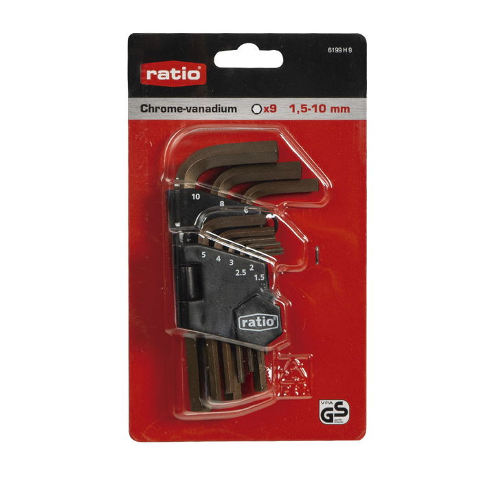 RATIO Juego 9 Llaves Allen Acodada (1.5-10Mm) Medidas Desde 1,5 Hasta 10Mm RATIO Juego 9 Llaves Allen Acodada (1.5-10Mm) Medidas Desde 1,5 Hasta 10Mm