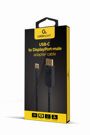 GEMBIRD Adaptador de Cable de Vídeo USB Tipo C Macho a DisplayPort Macho 2 m Negro Soporta 4K