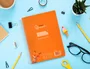 Liderpapel Cuaderno espiral A5 Pautaguía Tapa Plástico 80h 90gr Cuadro Pautado 4mm Color Naranja
