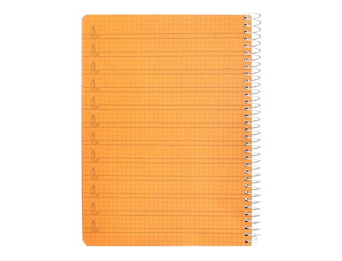 Liderpapel Cuaderno espiral A5 Pautaguía Tapa Plástico 80h 90gr Cuadro Pautado 4mm Color Naranja