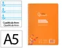 Liderpapel Cuaderno espiral A5 Pautaguía Tapa Plástico 80h 90gr Cuadro Pautado 4mm Color Naranja
