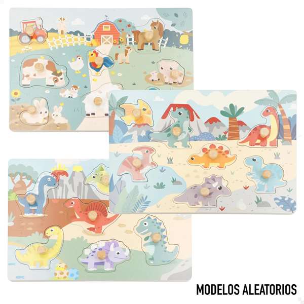 Color Baby Puzzle Madera Dinosaurio 29,5x25x21,5 cm - Modelos Surtidos