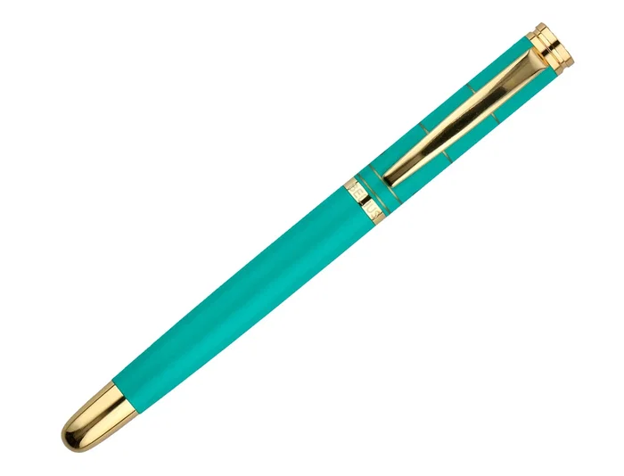 Belius Pluma Soiree Turquesa y Dorado con Estuche y Caja de Diseño Art Deco Belius Pluma Soiree Turquesa y Dorado con Estuche y Caja de Diseño Art Deco
