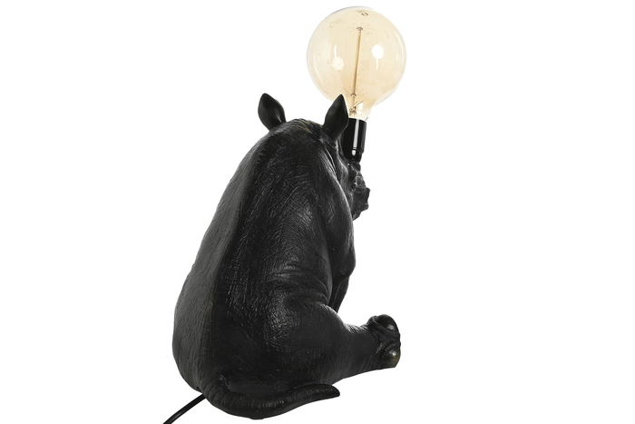 DKD Home Decor Lámpara Sobremesa Rino Negro Resina 21.7 x 29 x 35 cm