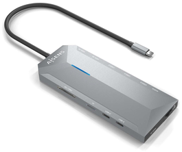 AISENS USB-C Dock 12 en 1 con 2xHDMI 4K, RJ45 y USB, Gris