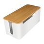 LogiLink Caja de Gestión de Cables con Tapa de Bambú, Blanco