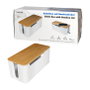 LogiLink Caja de Gestión de Cables con Tapa de Bambú, Blanco