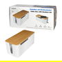 LogiLink KAB0075 Caja Organizadora de Cables con Tapa de Bambú 320 x 140 x 130 mm, Blanca