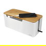 LogiLink KAB0075 Caja Organizadora de Cables con Tapa de Bambú 320 x 140 x 130 mm, Blanca
