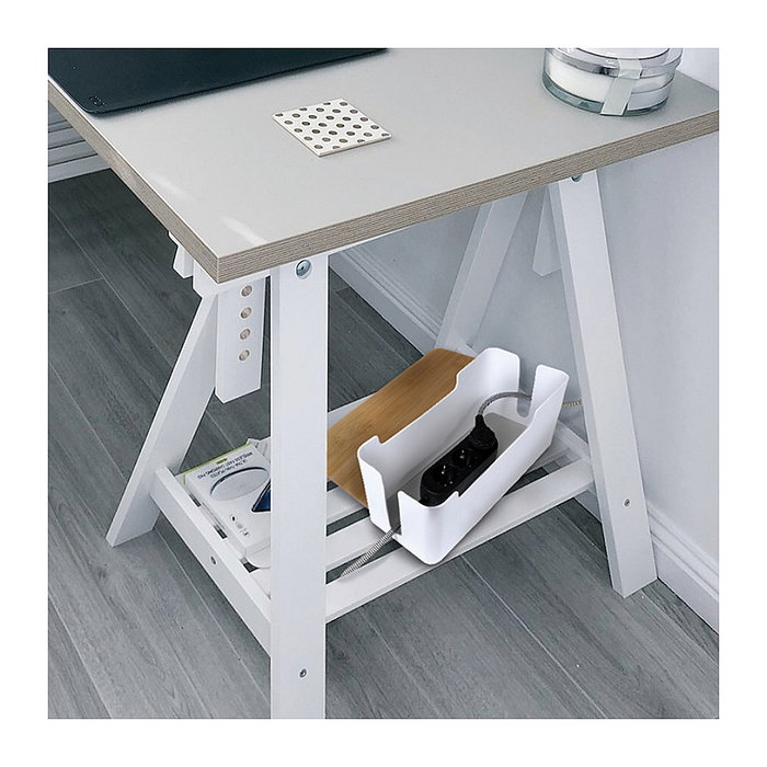 LogiLink Caja de Gestión de Cables con Tapa de Bambú, Blanco LogiLink Caja de Gestión de Cables con Tapa de Bambú, Blanco
