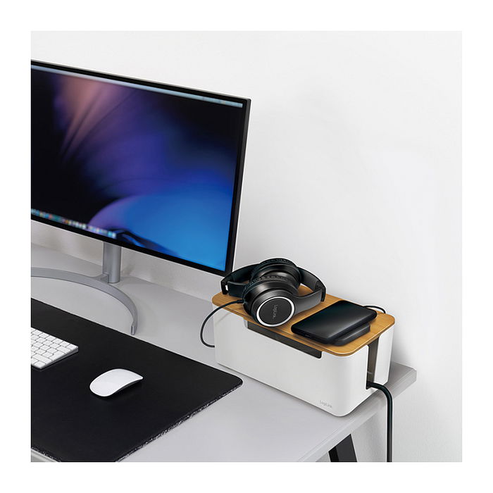 LogiLink KAB0075 Caja Organizadora de Cables con Tapa de Bambú 320 x 140 x 130 mm, Blanca LogiLink KAB0075 Caja Organizadora de Cables con Tapa de Bambú 320 x 140 x 130 mm, Blanca