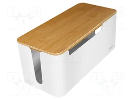 LogiLink Caja de Gestión de Cables con Tapa de Bambú, Blanco