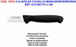 3 Claveles Cuchillo Mondador/Verduras Ref. 1214 Recto 3 cm