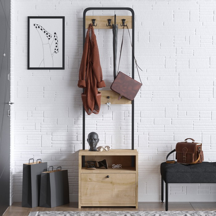 Hanah Home Pie de Recibidor 50x170x35cm Nogal y Negro