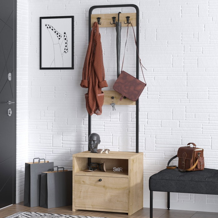 Hanah Home Pie de Recibidor 50x170x35cm Nogal y Negro