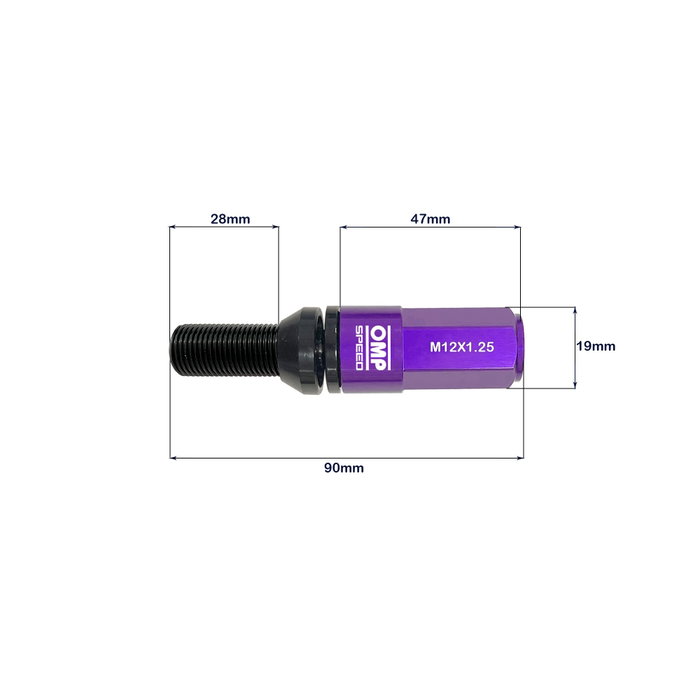 OMP Juego de 20 Tornillos con Protector de Aluminio Morado M12x1.25
