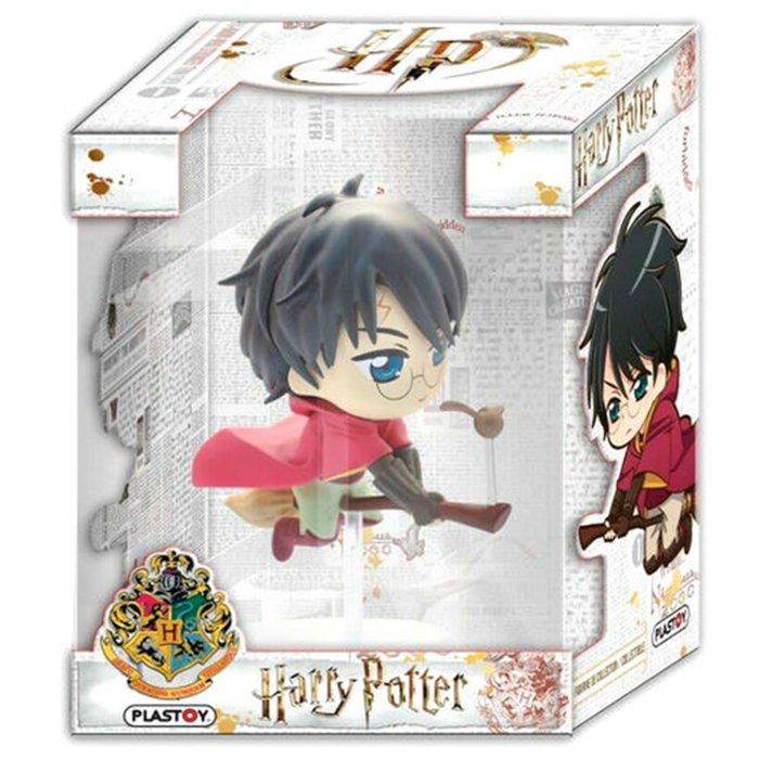 Plastoy Figura Harry Potter persiguiendo la Snitch Dorada en escoba jugando Quidditch
