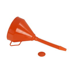 Faher Embudo de Plástico para Combustibles y Aceites con Pico Flexible y Filtro, Diámetro 160 mm - Ideal para Trasvase en Taller y Mantenimiento