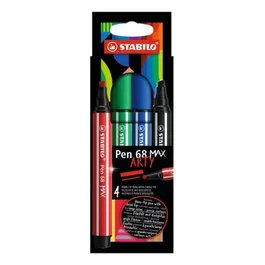 Stabilo 768/04-21 Estuche Arty con 4 colores - Rotulador Premium con punta biselada Pen 68 MAX