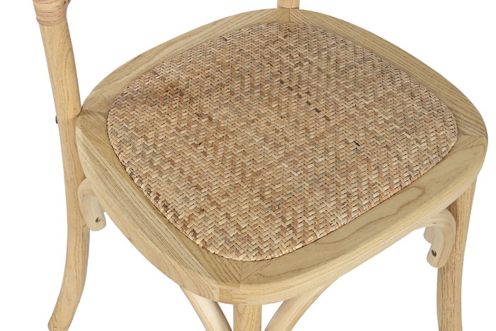 DKD Home Decor Silla Olmo Ratan Marrón Claro Apilable