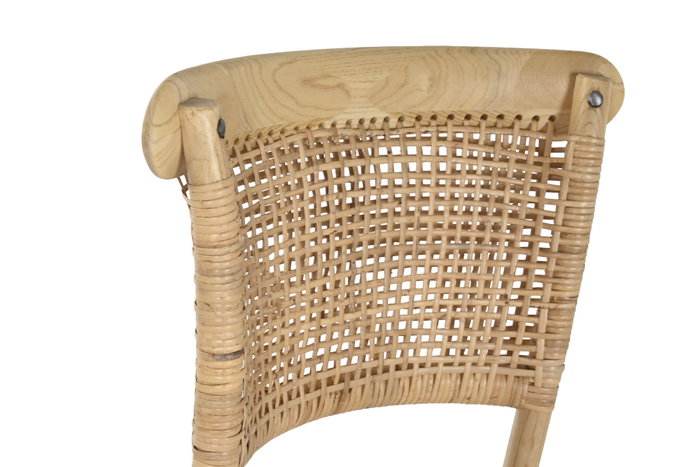 DKD Home Decor Silla Olmo Ratan Marrón Claro Apilable