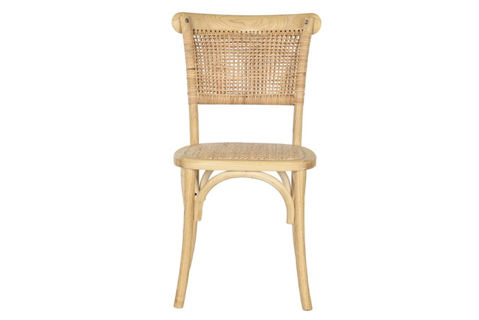 DKD Home Decor Silla Olmo Ratan Marrón Claro Apilable