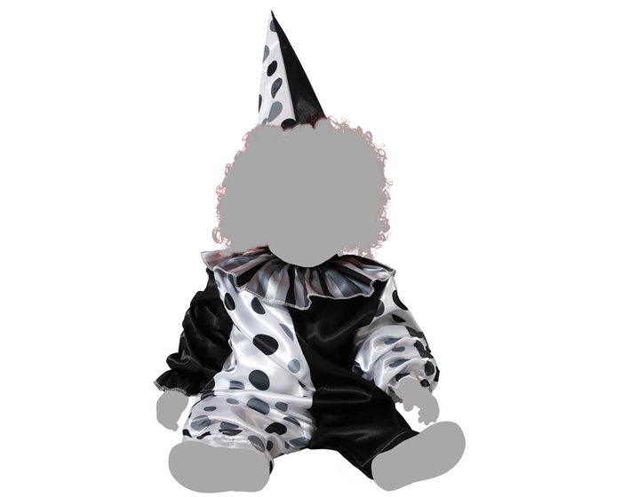 Disfraz Payaso Gris Con Mono Y Bonete Para Niño Bebé 12-24 Meses Halloween