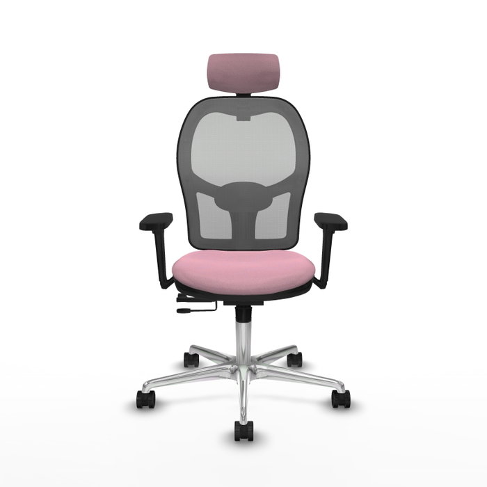 PIQUERAS Y CRESPO Silla de oficina Jorquera con mecanismo Sincro/Traslack, Tela Rosa y Malla Gris PIQUERAS Y CRESPO Silla de oficina Jorquera con mecanismo Sincro/Traslack, Tela Rosa y Malla Gris