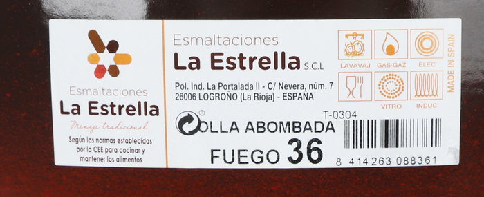 La Estrella Olla Abombada con Tapa de 36 cm - 30 Litros